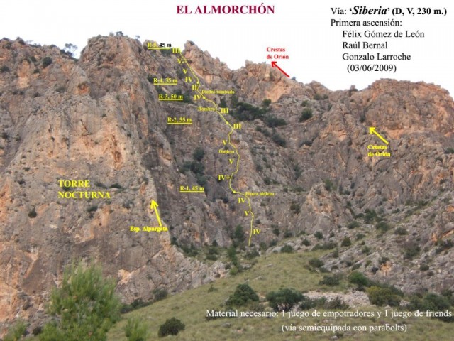 Escalada en Murcia-El Almorchon de Cieza: Via Siberia (230 m/5º)